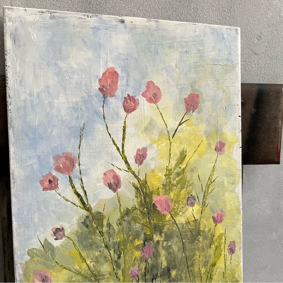 Original Painting Pretty Pastel Flower Scene - Picture 2 of 4